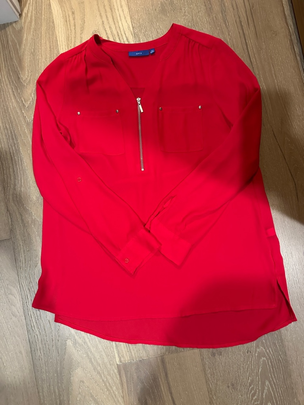 Apt. 9 Red Zip-Front Long Sleeve Tunic